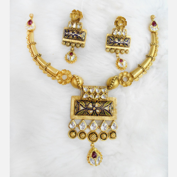 22KT Gold Antique Necklace Set RHJ-5587
