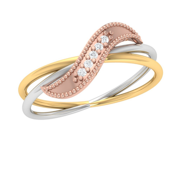 22K Gold Designer Triple Tone Ring For Women JJ-R1... by 
