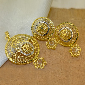 22k Gold Plain Classy Turkish Pendant Set by 