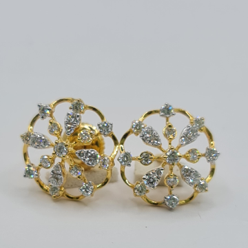 18 KT Hallmark  Gold Real  Diamond  Fancy  Earing by Sangam Jewellers