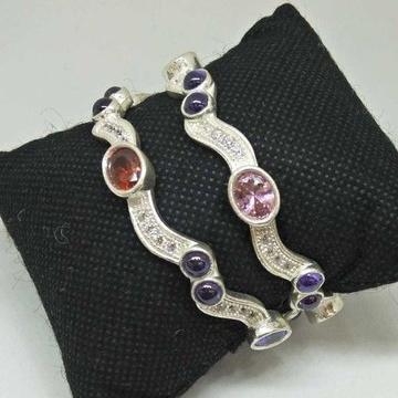 925 Sterling Silver Colour Stone Designed Bangle by 