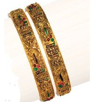 22K / 916 Gold Yellow Designer Kalkati Bangle by Ruchit Jewellers