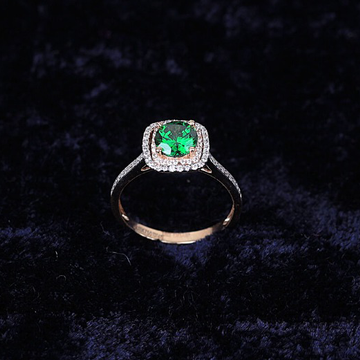 Gold Panna stone with cz ring by 