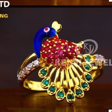 916 Gold Cz peacock Ladies ring