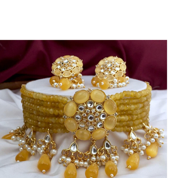 Yellow Stone Unquie Design Bridal Necklace Set  by 