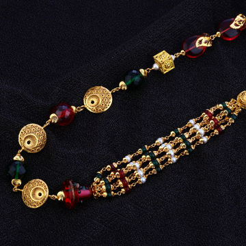 Ladies 916 Designer Gold Moti Colour Stone Mala-AC...
