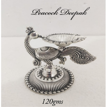 Pure Silver Deepak With Peacock Design by 