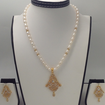 White cz pendent set with oval pearls mala jps0008
