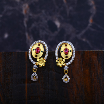 Ladies Cz Gold 22K Earrings-LFE48