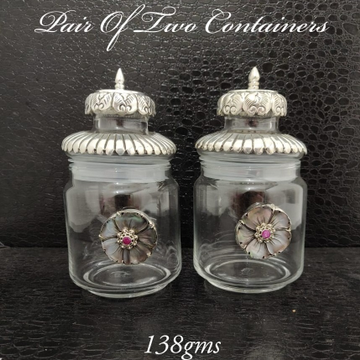 925 Silver Pair Of Two Container by 