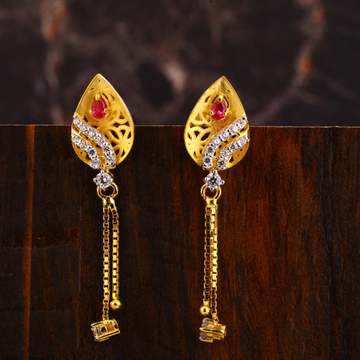 22CT Gold CZ  Delicate Women's Hallmark Earring LF...