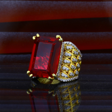 Mens Exclusive Red Stone Designer 916 Gold Ring-MH...
