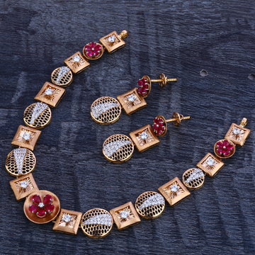 750 Rose Gold Hallmark Fancy Necklace Set RN210