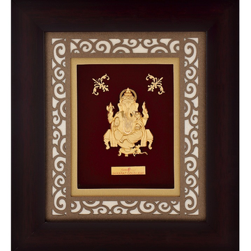 22K Gold Plated Ganeshji Photo Frame AJ-06 by 