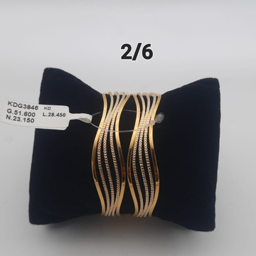 22Kt Gold Zigzag Design Bangles by Saideep Jewels