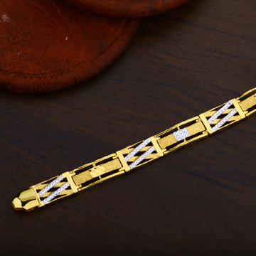 Mens 916 Cz Gold Plain Rodium Bracelet-MPB19