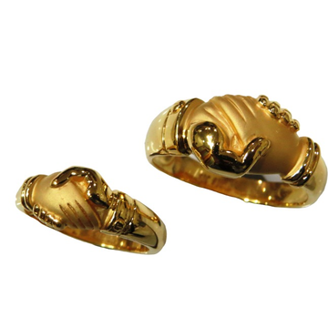 22kt gold plain casting handshanke couple ring by 