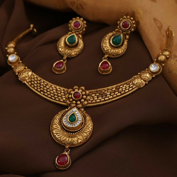 22kt / 916 gold antique wedding necklace set for l... by 
