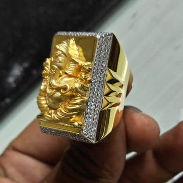 22k(916) ganpati gents diamond ring by Sneh Ornaments
