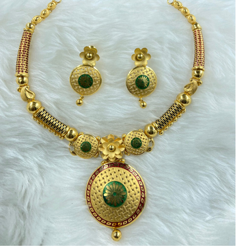916 Gold Hallmark Jadtar Necklace Set  by Ranka Jewellers