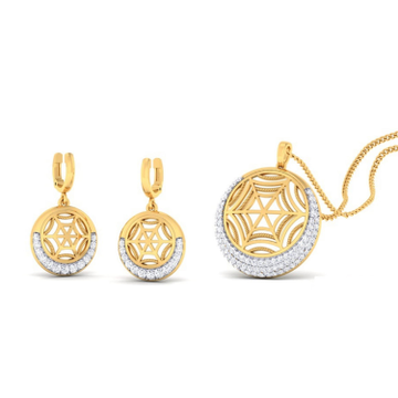 22k gold cz adore pendant set by 