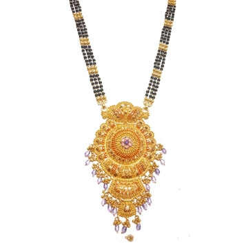 22k Gold Kalkatti Purple Beads Mangalsutra MGA - G...