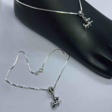 925 sterling silver plain Anklets with pendora cha... by Veer Jewels