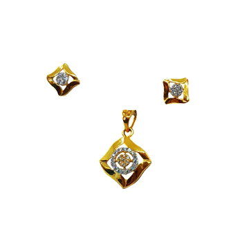 Square Design Diamond Pendant Set In 22K Gold MGA...