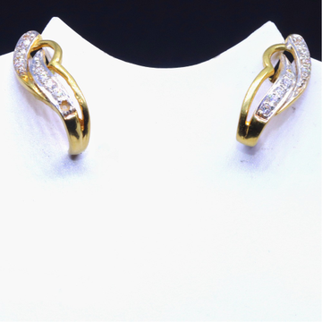 22KT / 916 Gold J - Shape CZ Diamond Fancy Earring... by 