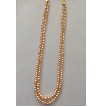 orange flat graded pearls necklace 2 layers JPM0048