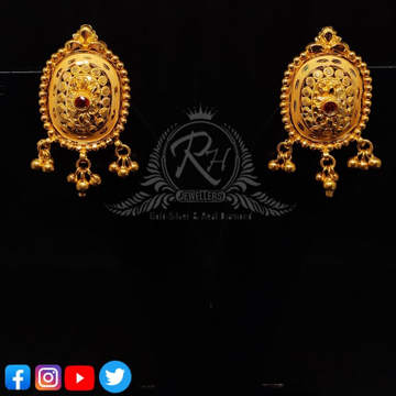 22 carat gold traditional red daimond ladies earri...