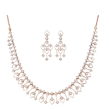 14kt diamond full neck alluring necklace set