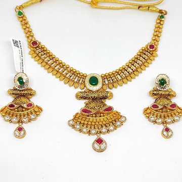 Antique Jadau Multicolour Necklace Set by Rajasthan Jewellers Private Limited