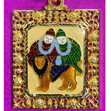 Gold Chamunda Maa Pendant by Saurabh Aricutting