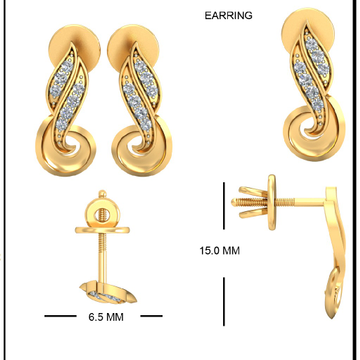 22KT Yellow Gold Fenced Axis Earrings For Women