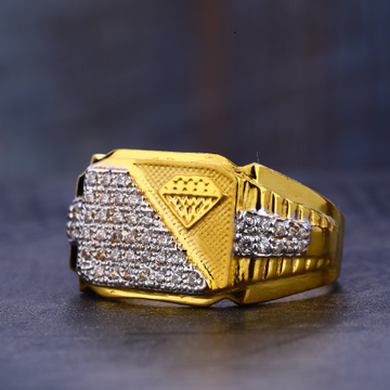 916 Gold Cz Classic Hallmark Mens Ring MR656