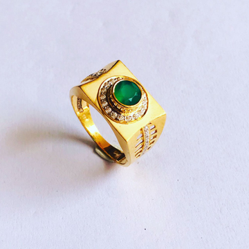 Gold gents ring green diamond by 