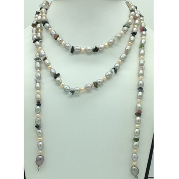 Freshwater multicolour oval pearls knotted mala jpm0462