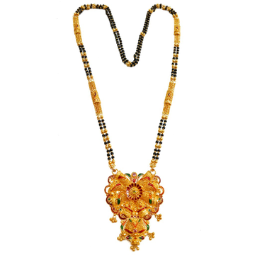 22kt Gold Kalkatti Meenakari Flower Shape Mangalsu...