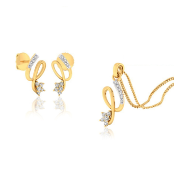 22k gold cz twill pendant set by 