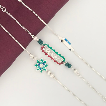925 Silver Fancy Design Rakhi for Brother by 