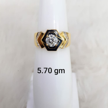 Solitaire white stone gent's ring with meenakari by 