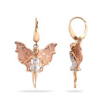 22KT Gold Butterfly Design Diamond Earring  by 