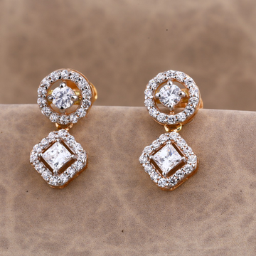750 CZ Ladies Rose Gold  Earring RE185