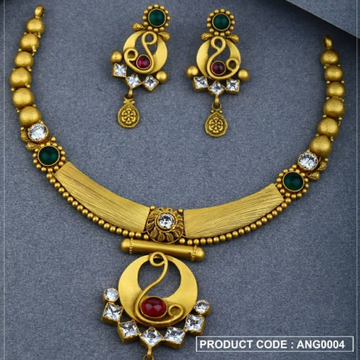 916 gold antique with rava design necklace set by Sneh Ornaments