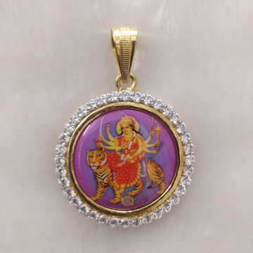 916 Gold Fancy Gent's Ambe Maa Photo Frame Pendant