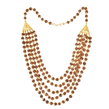One gram gold forming 5 line rudraksh mala chain m...