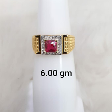 Red solitaire gent's ring by 