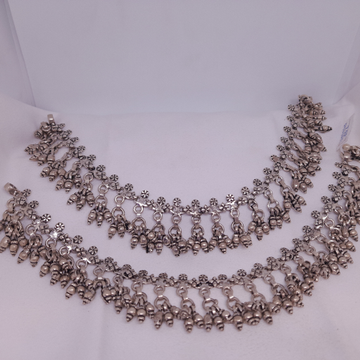 Silver Oxidised payal janjari Anklets by Rangila Jewellers