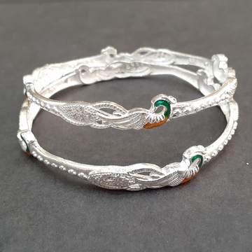 Fancy 925 Peacock meena micro silver bangle by 